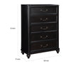 Vix 51 Inch Tall Dresser Chest 5 Drawers Pewter Drop Handles Black By Casagear Home BM314560