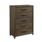 Wyn 52 Inch Tall Dresser Chest 5 Drawers Nickel Handles Walnut Brown By Casagear Home BM314563