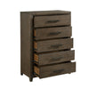 Wyn 52 Inch Tall Dresser Chest 5 Drawers Nickel Handles Walnut Brown By Casagear Home BM314563