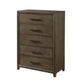 Wyn 52 Inch Tall Dresser Chest 5 Drawers Nickel Handles Walnut Brown By Casagear Home BM314563