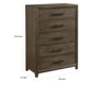 Wyn 52 Inch Tall Dresser Chest 5 Drawers Nickel Handles Walnut Brown By Casagear Home BM314563