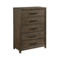 Wyn 52 Inch Tall Dresser Chest, 5 Drawers, Nickel Handles, Walnut Brown By Casagear Home