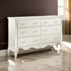 Xeni 66 Inch Wide Dresser, 6 Drawers, Scrolled, Mirror Accent, Champagne By Casagear Home