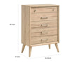 Kali 49 Inch Tall Dresser Chest 5 Drawers Nickel Handles Oak Brown Wood By Casagear Home BM314568