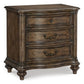 Deborah 30 Inch Nightstand 3 Drawers Bronze Drop Handles Brown Wood By Casagear Home BM314569