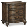 Deborah 30 Inch Nightstand 3 Drawers Bronze Drop Handles Brown Wood By Casagear Home BM314569