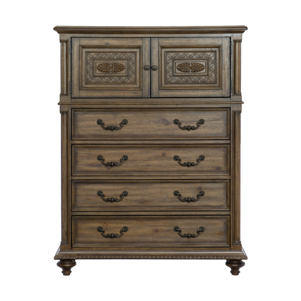 Danya 58 Inch Tall Dresser Chest 4 Drawers Cabinet Weathered Pecan Brown By Casagear Home BM314576