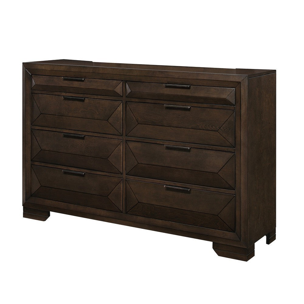 Amelie 59 Inch Dresser 8 Drawers Bronze Handles Warm Espresso Brown Wood By Casagear Home BM314578