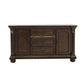 Hilton 66 Inch Buffet Console 3 Drawers 2 Cabinets Cherry Brown and Gold By Casagear Home BM314579