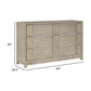 Owen 64 Inch Dresser 6 Drawers Pewter Tone Handles Light Beige Finish By Casagear Home BM314581