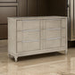 Owen 64 Inch Dresser 6 Drawers Pewter Tone Handles Light Beige Finish By Casagear Home BM314581