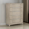 Owen 54 Inch Tall Dresser Chest, 5 Drawers Pewter Handles, Light Beige Wood By Casagear Home