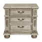 Lumi 31 Inch Nightstand 3 Dovetail Drawers Platinum and Gold Wood Finish By Casagear Home BM314583