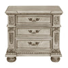 Lumi 31 Inch Nightstand 3 Dovetail Drawers Platinum and Gold Wood Finish By Casagear Home BM314583