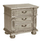 Lumi 31 Inch Nightstand 3 Dovetail Drawers Platinum and Gold Wood Finish By Casagear Home BM314583