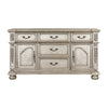 Lumi 66 Inch Buffet Console 5 Drawers 2 Cabinets Platinum Gold Wood By Casagear Home BM314586