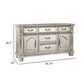 Lumi 66 Inch Buffet Console 5 Drawers 2 Cabinets Platinum Gold Wood By Casagear Home BM314586