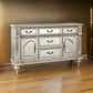 Lumi 66 Inch Buffet Console, 5 Drawers, 2 Cabinets, Platinum Gold Wood By Casagear Home