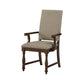 Tom 26 Inch Dining Armchair Beige Polyester Nailheads Brown Wood Set of 2 By Casagear Home BM314588