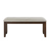 Humpty 43 Inch Bench Gray Polyester Upholstery Cherry Brown Solid Wood By Casagear Home BM314591