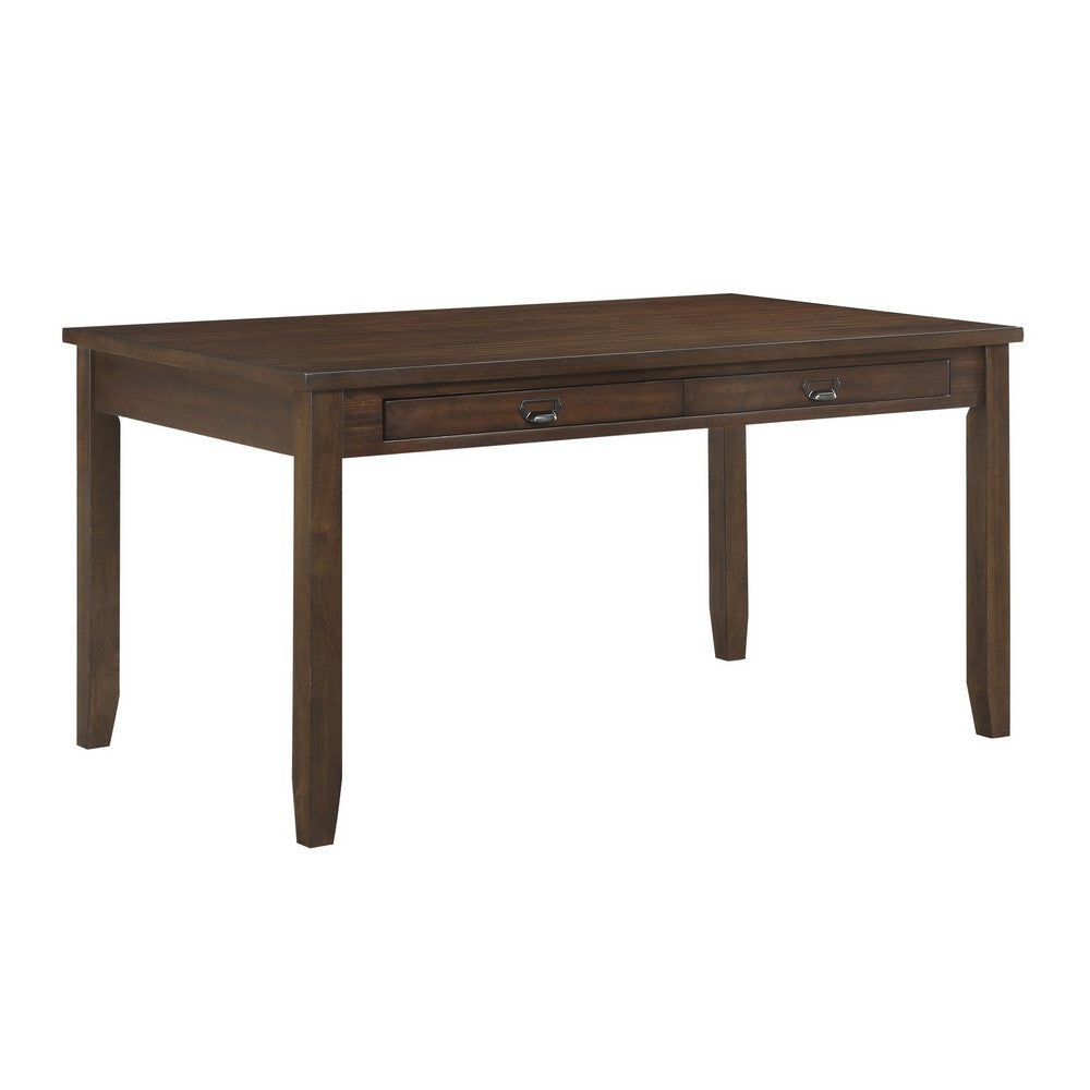 Humpty 60 Inch Dining Table Rectangular Top 2 Drawers Cherry Brown Wood By Casagear Home BM314592