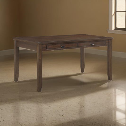 Humpty 60 Inch Dining Table, Rectangular Top, 2 Drawers, Cherry Brown Wood By Casagear Home