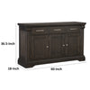 Ruth 60 Inch Sideboard Server Buffet 3 Drawer 3 Cabinet Rustic Brown Wood By Casagear Home BM314594