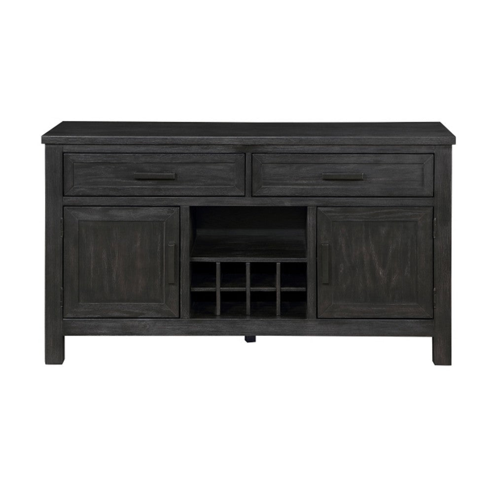 Lory 54 Inch Sideboard Server Buffet 2 Drawers Cabinets Wine Rack Black By Casagear Home BM314597