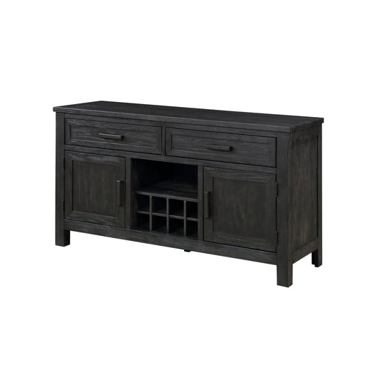 Lory 54 Inch Sideboard Server Buffet, 2 Drawers, Cabinets, Wine Rack, Black By Casagear Home