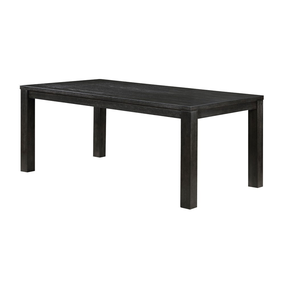 Lory 72 Inch Dining Table Rectangular Top 6 Seater Black Solid Wood By Casagear Home BM314598