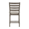 Trea 26 Inch Counter Height Chair Ladder Back Polyester Gray Wood Set of 2 By Casagear Home BM314600