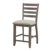 Trea 26 Inch Counter Height Chair Ladder Back Polyester Gray Wood Set of 2 By Casagear Home BM314600