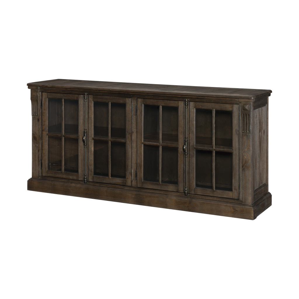 Vill 73 Inch Sideboard Buffet Server 2 Double Door Cabinets Brown Wood By Casagear Home BM314605