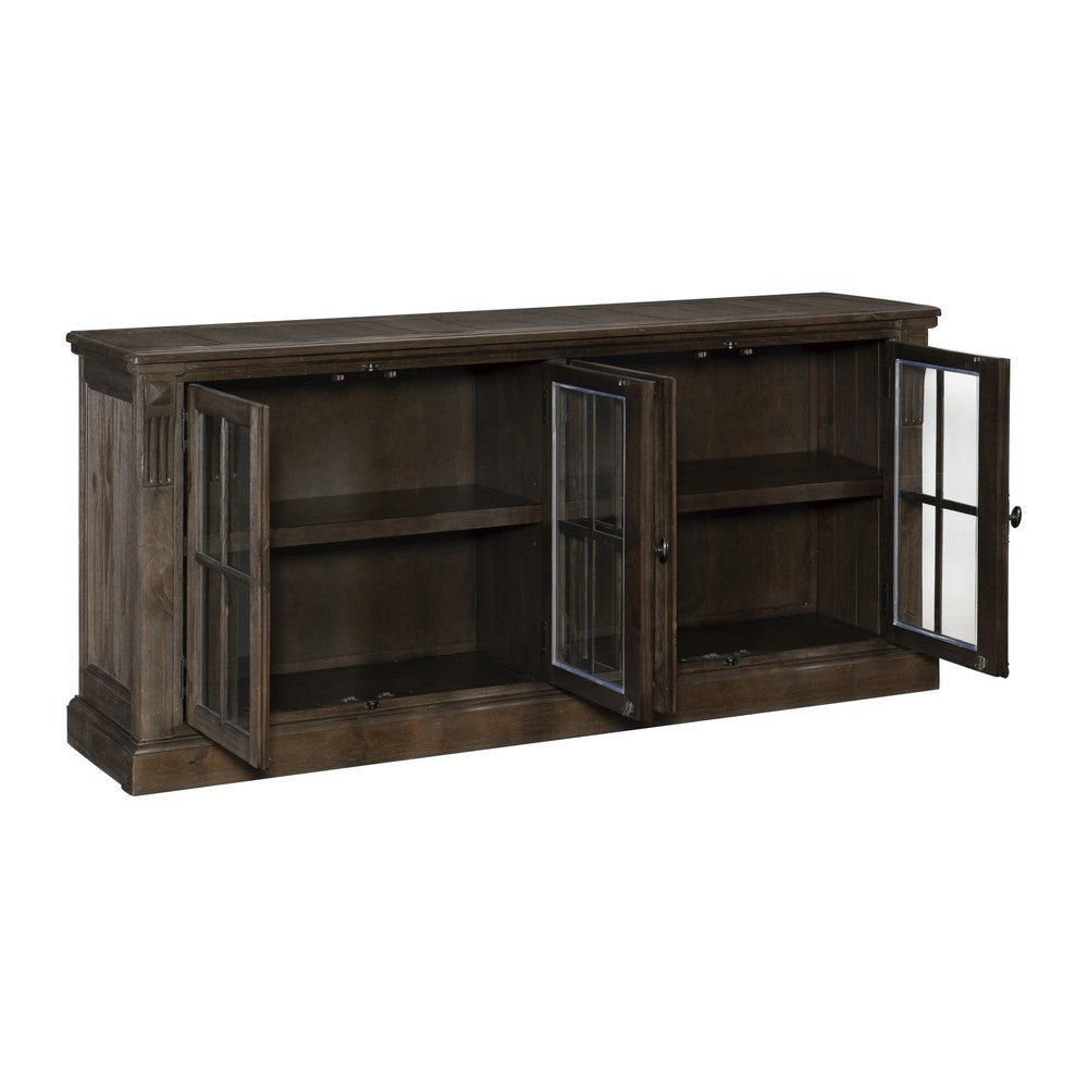 Vill 73 Inch Sideboard Buffet Server 2 Double Door Cabinets Brown Wood By Casagear Home BM314605