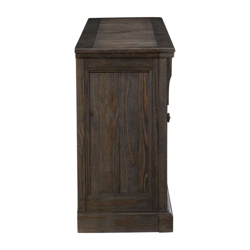 Vill 73 Inch Sideboard Buffet Server 2 Double Door Cabinets Brown Wood By Casagear Home BM314605