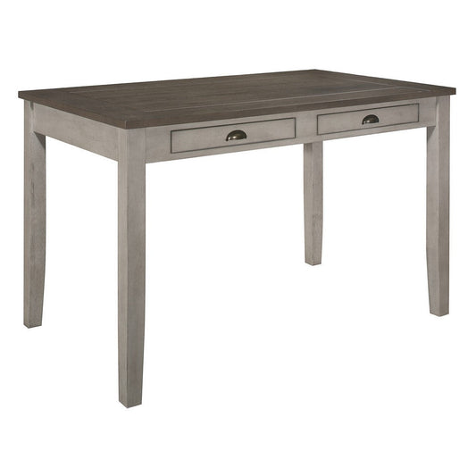 Brian 37 Inch Counter Height Table, Brown Top, 4 Drawers, Gray Solid Wood By Casagear Home