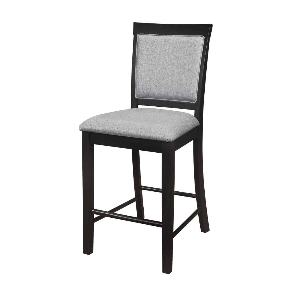 Aven 26 Inch Counter Height Chair Gray Polyester Black Wood Set of 2 By Casagear Home BM314612