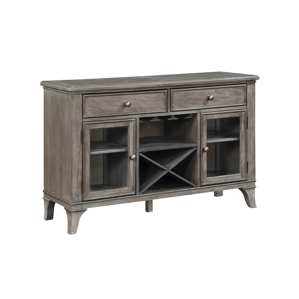 Amy 54 Inch Sideboard Buffet Server Cabinet 2 Doors Wine Rack Brown Gray By Casagear Home BM314613