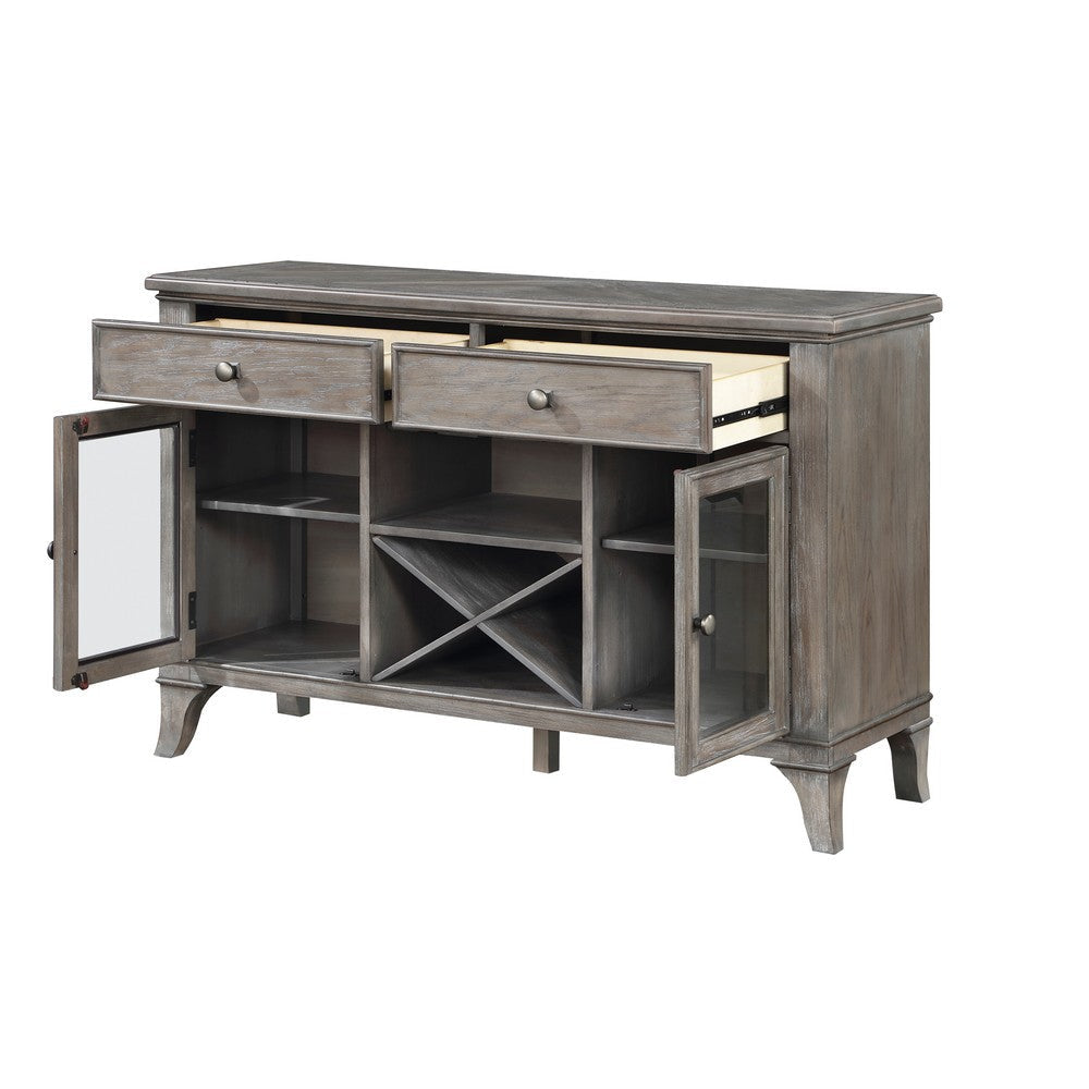 Amy 54 Inch Sideboard Buffet Server Cabinet 2 Doors Wine Rack Brown Gray By Casagear Home BM314613