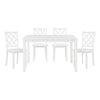 Oria 5 Piece Dining Set with Table 4 Lattice Back Chairs White Solid Wood By Casagear Home BM314620