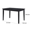 Andy 48 Inch Dining Table 4 Seater Rectangular Top Black Solid Wood By Casagear Home BM314623