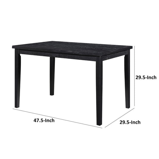 Andy 48 Inch Dining Table, 4 Seater, Rectangular Top, Black Solid Wood By Casagear Home