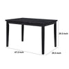 Andy 48 Inch Dining Table, 4 Seater, Rectangular Top, Black Solid Wood By Casagear Home