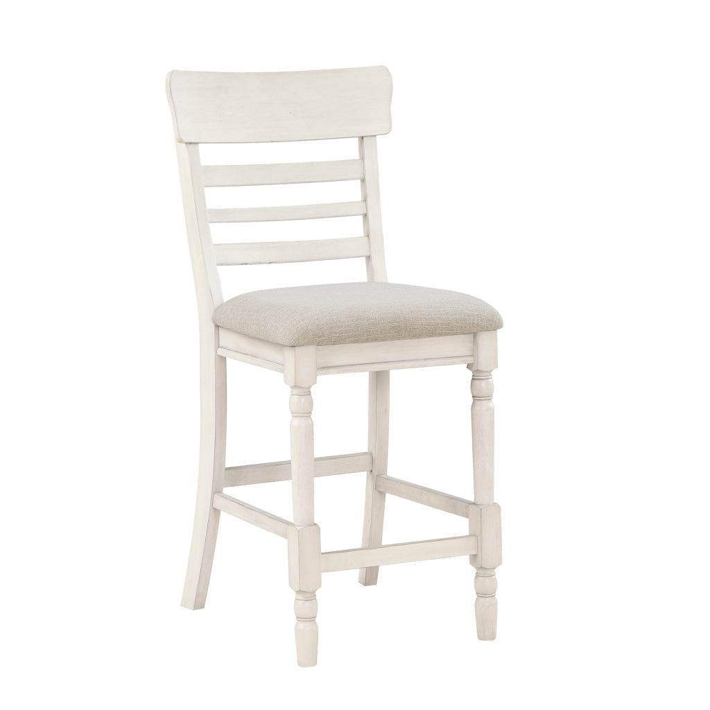 Will 26 Inch Counter Height Chair Gray Polyester Upholstery White Set of 2 By Casagear Home BM314625