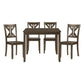 Ivy 5 Piece Dining Set Square Top Table 4 X Back Chairs Brown Solid Wood By Casagear Home BM314627