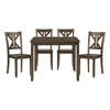 Ivy 5 Piece Dining Set Square Top Table 4 X Back Chairs Brown Solid Wood By Casagear Home BM314627