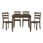 Isa 5 Piece Dining Set Square Top 4 Slat Back Chairs Brown Solid Wood By Casagear Home BM314628