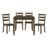 Isa 5 Piece Dining Set Square Top 4 Slat Back Chairs Brown Solid Wood By Casagear Home BM314628