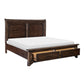 Amey Queen Size Bed Rustic Style Panel Headboard 2 Storage Drawers Brown By Casagear Home BM314630