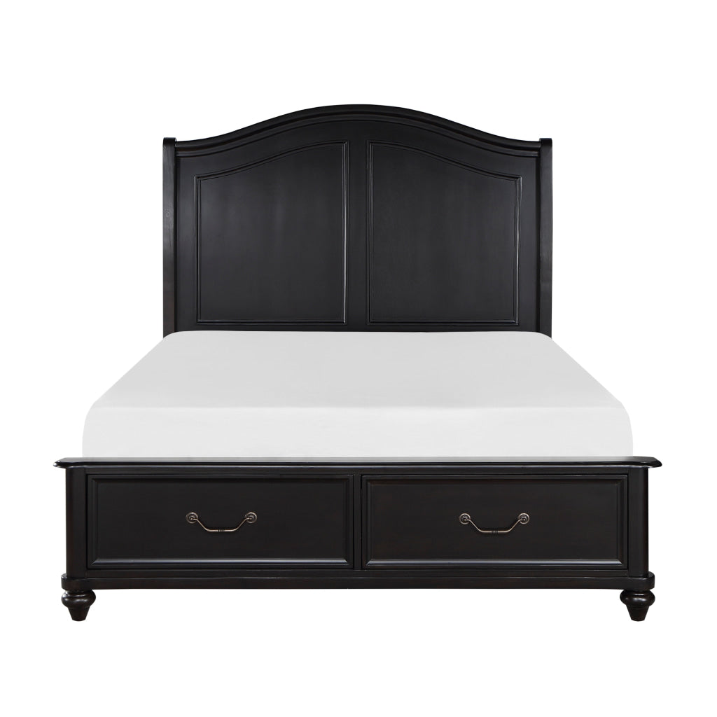 Vix Queen Size Platform Bed Panel Arch Design 2 Storage Drawers Black By Casagear Home BM314632